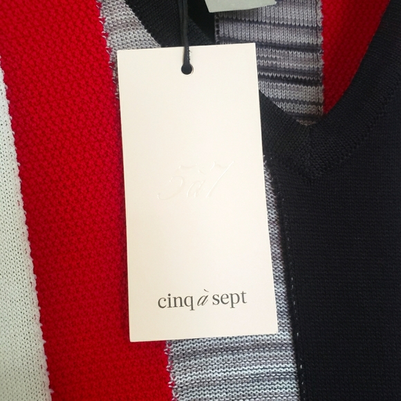 NWT Cinq a Sept Stara Midi Knit Bodycon Dress in Cerise Multi - Picture 6 of 8